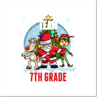 Team 7TH GRADE Santa Elf Reindeer Flossing Kids Christmas Posters and Art